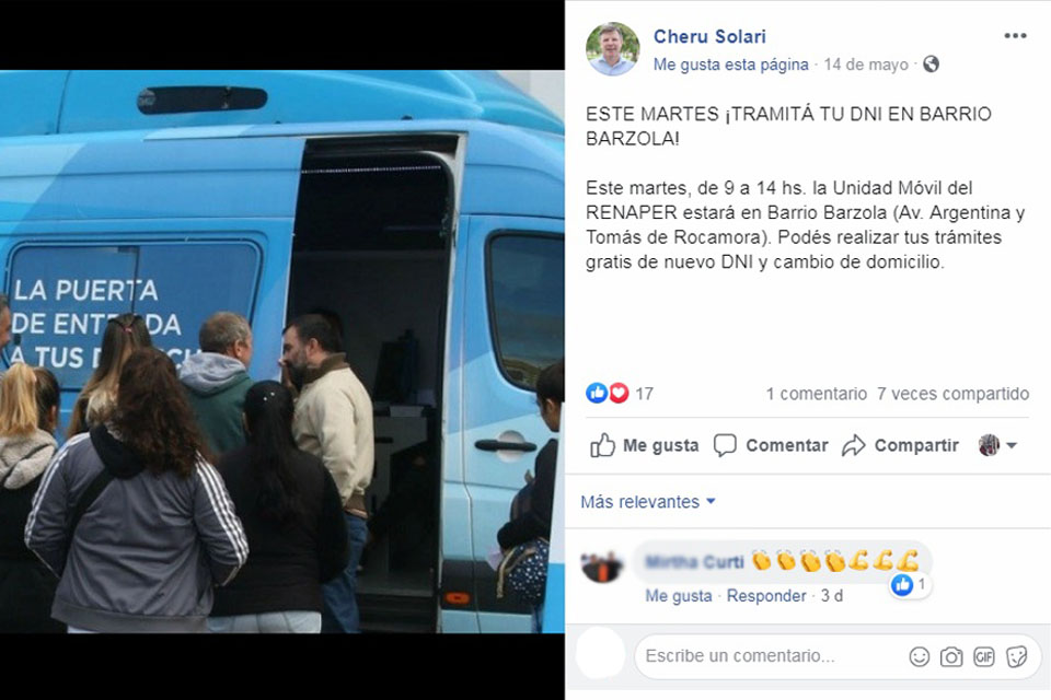 En María Grande un candidato promueve trámite de DNI