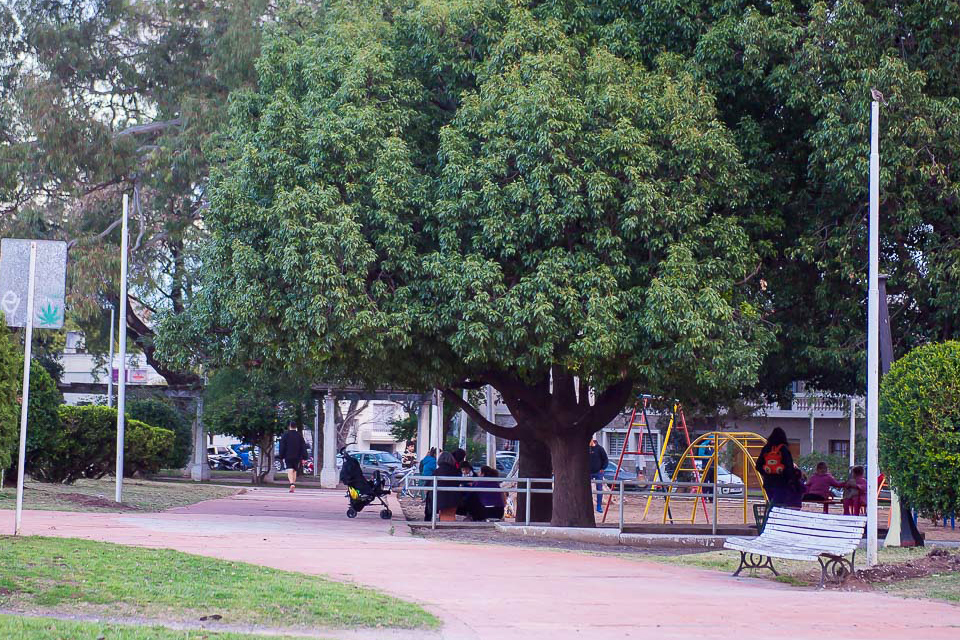 Luces LED en plaza Sáenz Peña